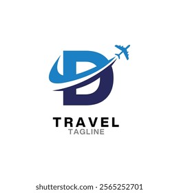 D letter Travel Logo Icon, Summer travel logo icon template, Travel agency logo template.