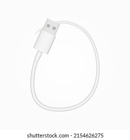 D letter usb cable realistic vector style. İsolated font for logo, application, creative technology design and more
