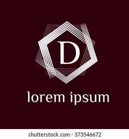 D letter vector geometric logo template (sign, symbol, emblem, ornament)
