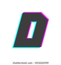 D letter vector glitch,  trendy color font. For mobil app logo, creative poster, design element and more
