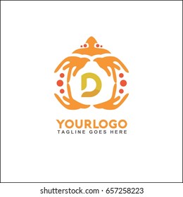 D letter vector health and beauty care logo. Brand identity for spa, yoga center, cosmetic, natural product. 