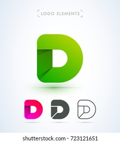 D letter vector logo. Material design, flat, line art style