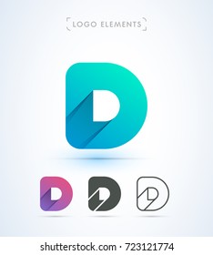 D letter vector logo. Material design, flat, line art style