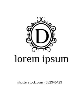 D letter vector logo template (sign, symbol, emblem, ornament)
