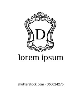 D letter vector logo template (sign, symbol, emblem, ornament)