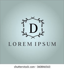 D letter vector logo template (sign, symbol, emblem, ornament)