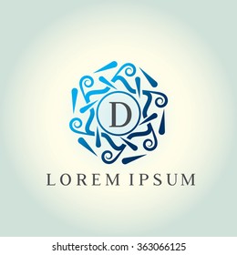 D letter vector logo template (sign, symbol, emblem, ornament)