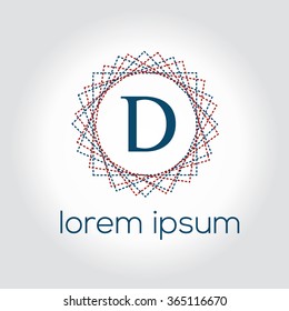 D letter vector logo template (sign, symbol, emblem, ornament)