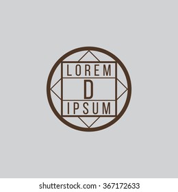 D letter vector logo template (sign, symbol, emblem, ornament)