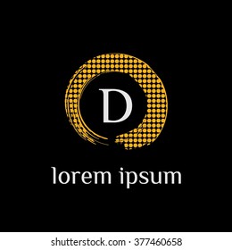 D letter vector logo template (sign, symbol, emblem, ornament)