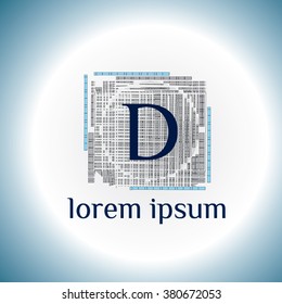 D letter vector logo template (sign, symbol, emblem, ornament)