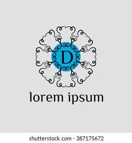 D letter vector logo template (sign, symbol, emblem, ornament)