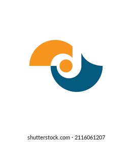 D Buchstabe Vektorsymbol mit Propellerausdruck.
