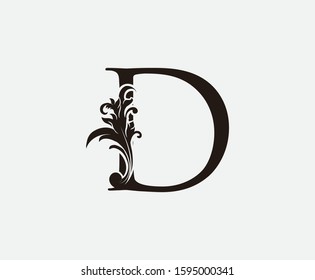 D Letter Vintage Logo Icon, Initial D Swirl Design.