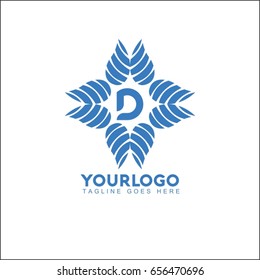 D Letter Water Wave symbol and icon Logo Template vector