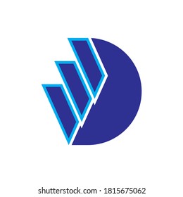 D-Brief mit Flügel-Logo-Design, Vektorgrafik