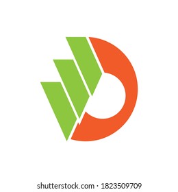 D letter with wing logo design vector