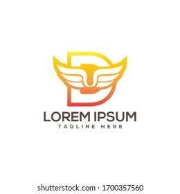 D Letter Wings Logo Design Icon. Flying Wing Letter Logo with Creative and modern concept.