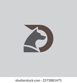 D letter wolf logo with vector template design