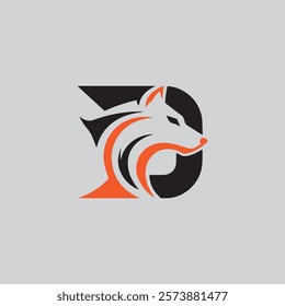 D letter wolf logo with vector template design