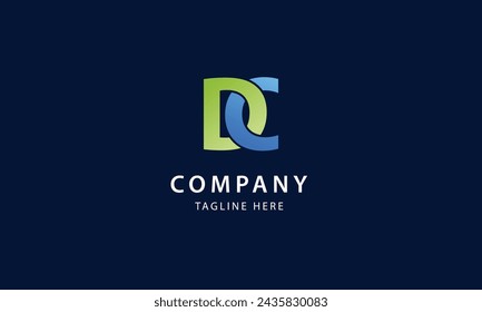 D letter with yellow gradient and over lapped with C letter logo design.