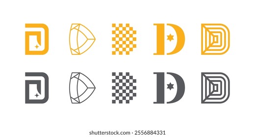 D letterform design. Modern style D alphabet logo design. Monogram or symbol with letter K. Logo design collection.