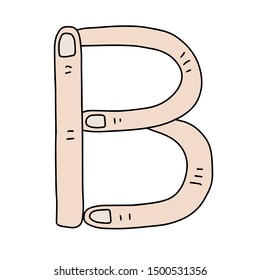 D lettering finger form hand drawn vector illustration element of alphabet abc skin color