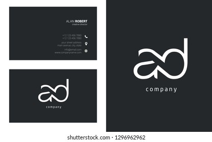 A & D Line joint logo design vector with business card template