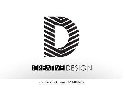 D Lines Letter Design with Creative Elegant Zebra Vector Illustration.