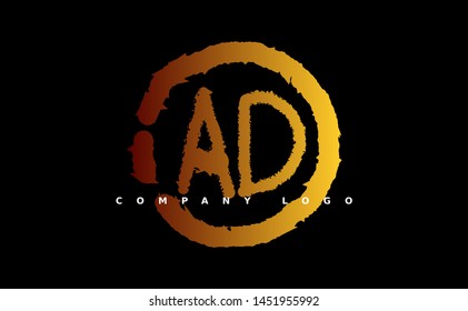 A D Logo. AD Letter Design Vector with gold color. grunge style