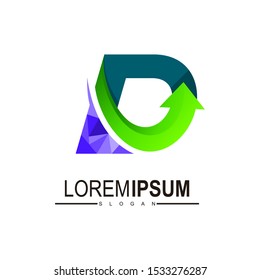 D logo and arrow design combination, Letter d logo template