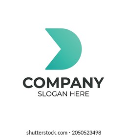 D logo and arrow left