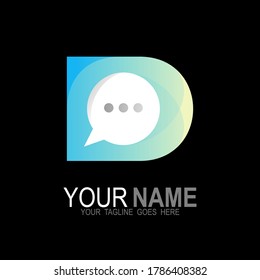 D logo and chat design combination, Telecommunication logos,
