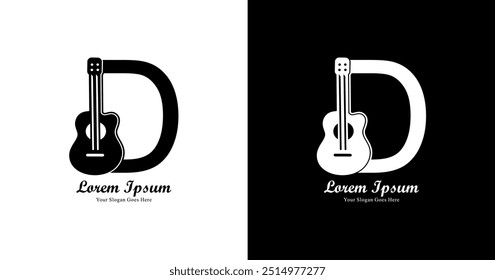 D logo design combined with guitar 