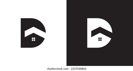 D logo design is intended for construction, building, real estate, home, and property. An awesome trendy and minimal D home logo design template with White and Black colors.