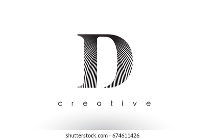 D Logo Design With Multiple Lines. Artistic Elegant Black and White Lines Icon Vector Illustration.