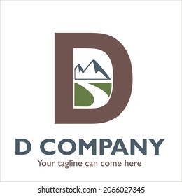 Diseño del logotipo de D sobre el tema del paisaje