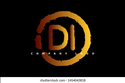 D I Logo. DI Letter Design Vector with gold color. grunge style