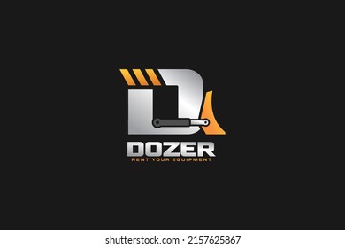 D logo dozer for construction company. Heavy equipment template vector illustration for your brand.