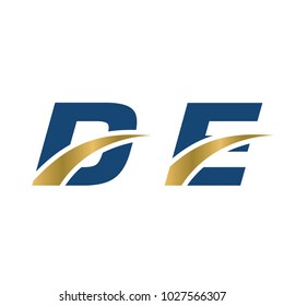 d and d logo, d and e initial overlapping swoosh letter logo blue and gold