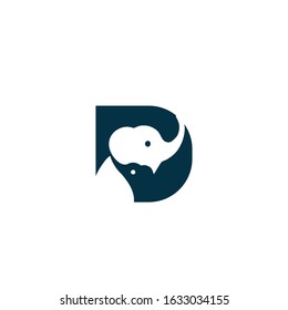 D logo with elephant icon vector design