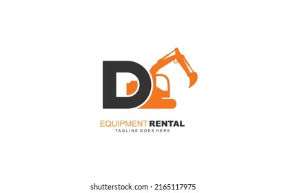 D logo excavator for construction company. Heavy equipment template vector illustration for your brand.