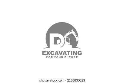 D logo excavator for construction company. Heavy equipment template vector illustration for your brand.