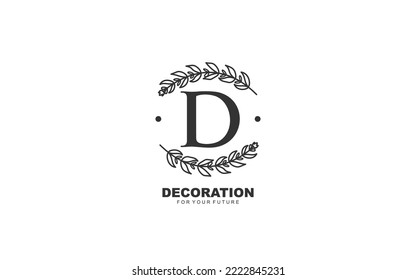 Logo D vector floral para la empresa de identidad. ilustración vectorial de plantilla de naturaleza de letra inicial para su marca.