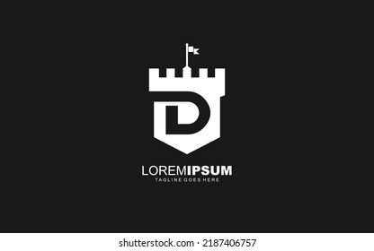 D logo fortress vector for identity company. initial letter security template vector illustration for your brand.