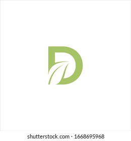 D logo initial letter design template vector with leaf combination
