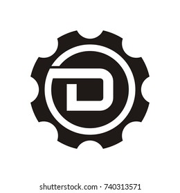 D logo initial letter design template vector inside gear shape