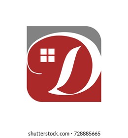 D logo initial letter template design vector for real estate industry