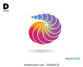 D logo initial. Liquid and flame style. Vector file easy to edit