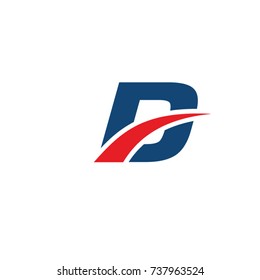 D logo, D initial overlapping swoosh letter logo blue and red